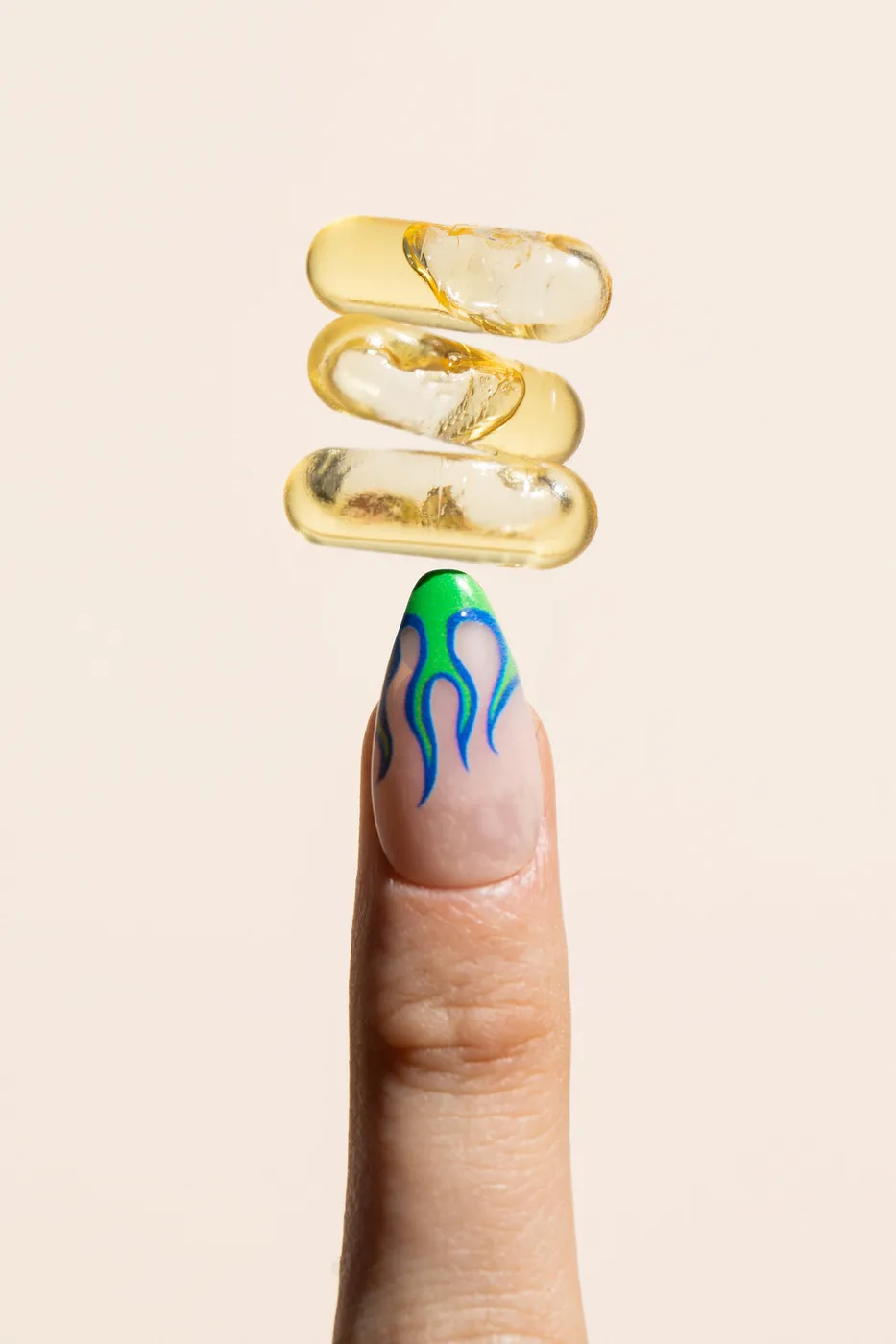 fancy nails with pill on top